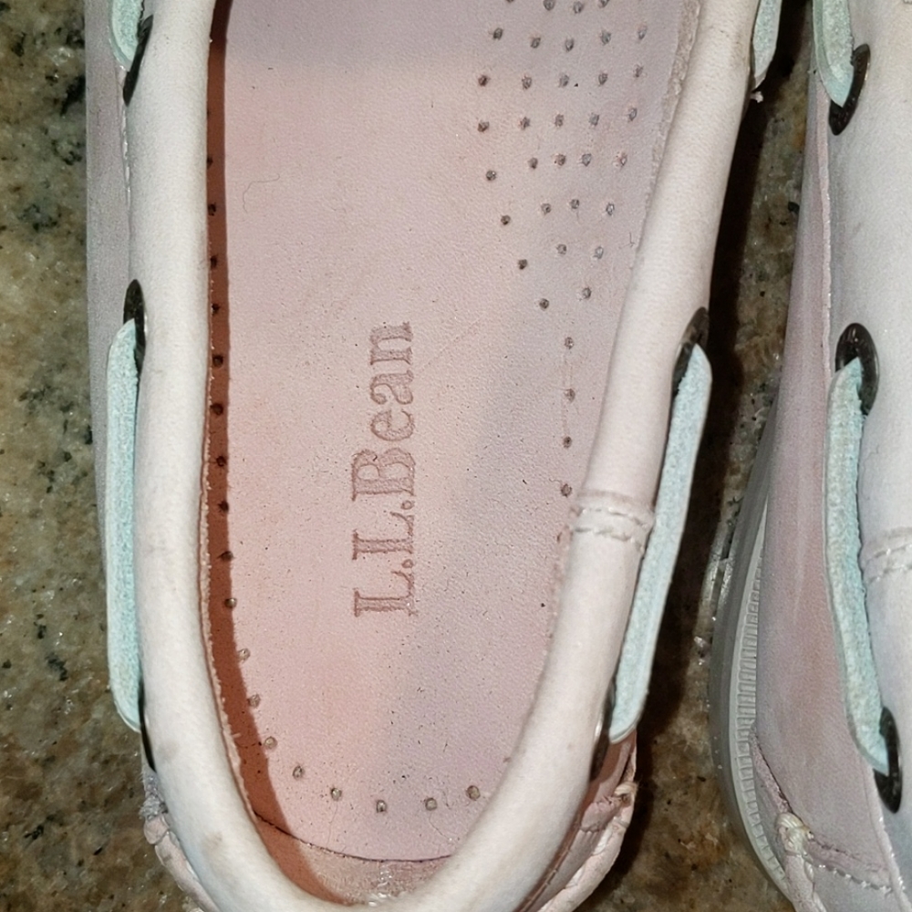EUC L.L. Bean Pale Pink Leather Boat Shoes 7.5 - Picture 8 of 11